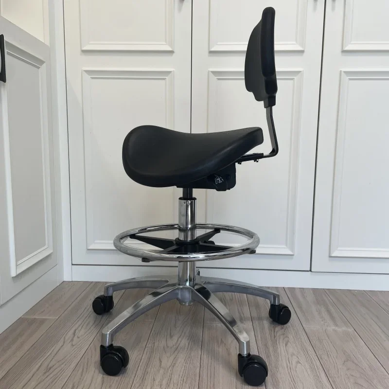 Hydraulic Saddle Stool Office Chair with Backrest Rolling Adjustable Height for Clinic Dentist Spa Massage Medical Salons Studio