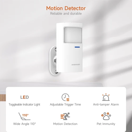 Imagen 2 del producto Staniot-Sensor de movimiento PR200 inalámbrico, Detector de movimiento PIR de 433Mhz, protección de seguridad, alarma antimanipulación para sistema de alarma de casa