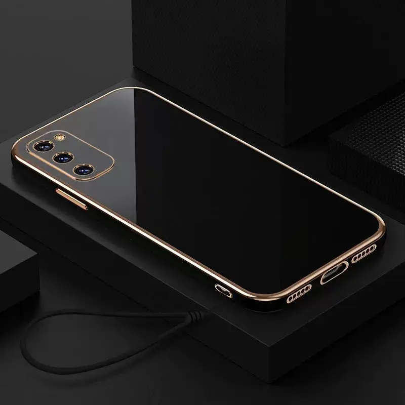 For Samsung Galaxy S20 Case Luxury Square Plating SM-G980F, SM-G980F/DS Phone Case ShockProof Silicone Back Cover Fundas