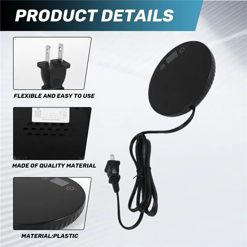 A84G-1 Pcs Cup Warmer 8H Auto Shut Off 1-12H Timer Candle Wax Warmer, 2 Temp Setting 122/140℉ Black US Plug