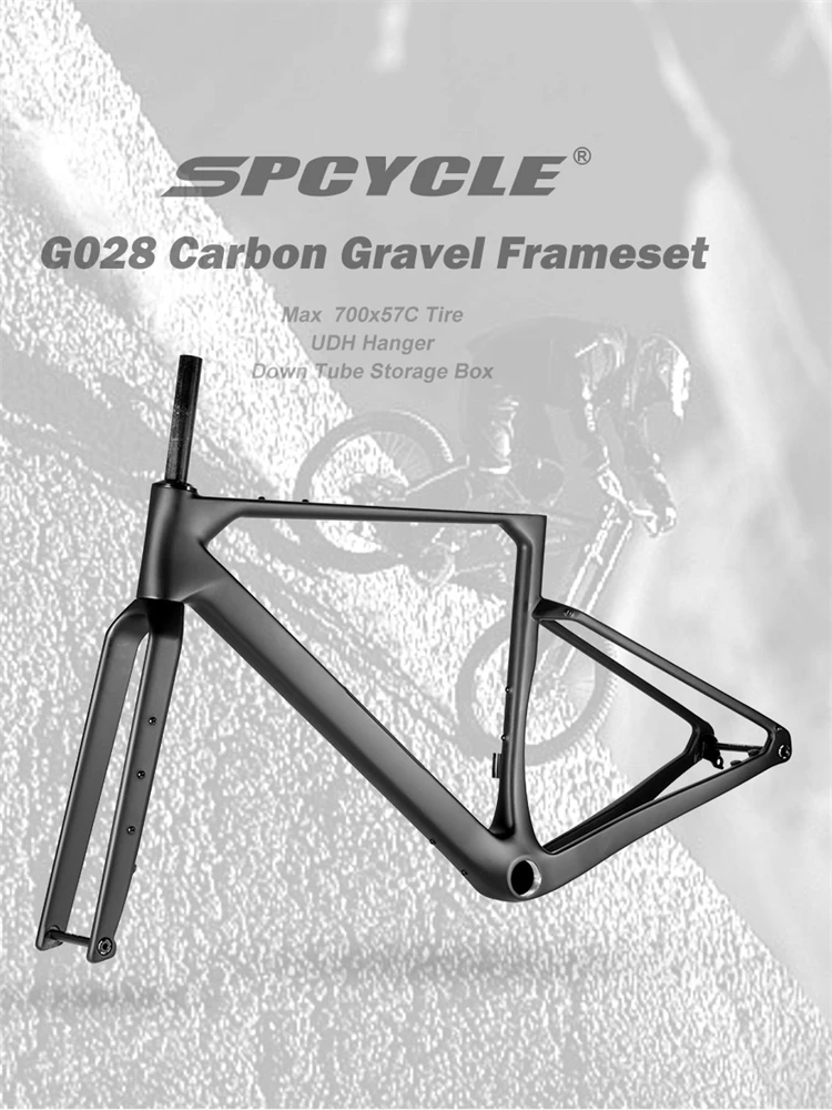 AliExpress Spcycle 700x57C Carbon Gravel Bike Frame UDH Hanger T47 Full Internal Cable Carbon Gravel Frameset G028
