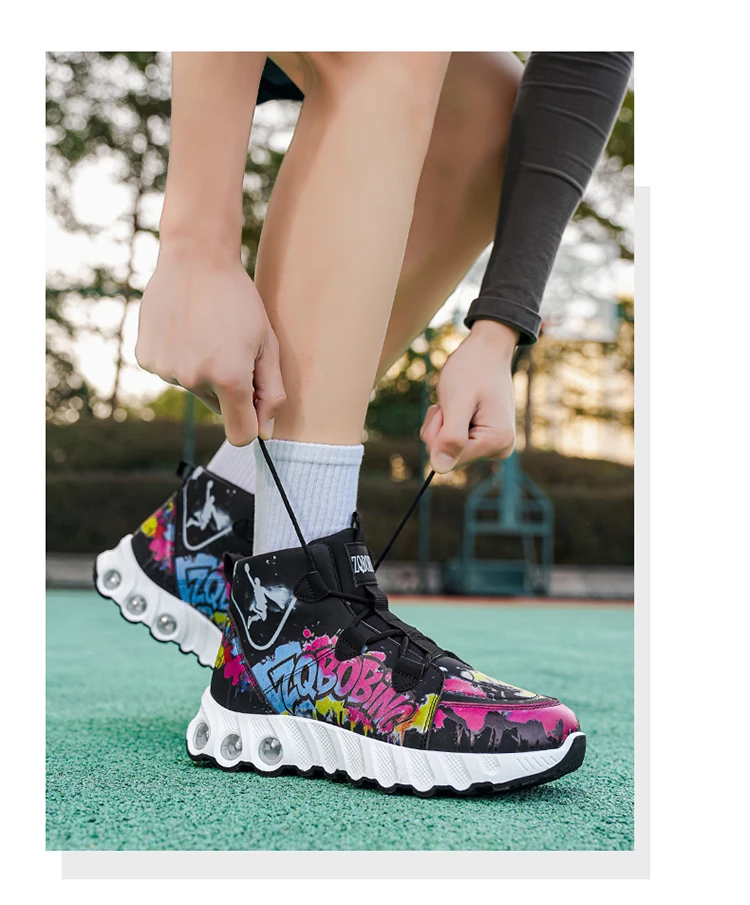 Frühling und Herbst Neuer Stil Farbblockierende Trendige Laufschuhe, Übergrößen Herrenschuhe, High-Top Dicksohlige Freizeitschuhe, Vielseitige Sportschuhe – Detail 18