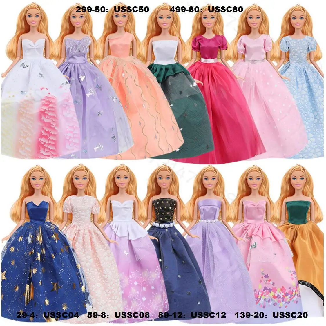 30cm Princess Doll Toy Full Wrap Big Skirt Wedding Dress Girl Play House Big Skirt Trailing Set of Birthday Gift