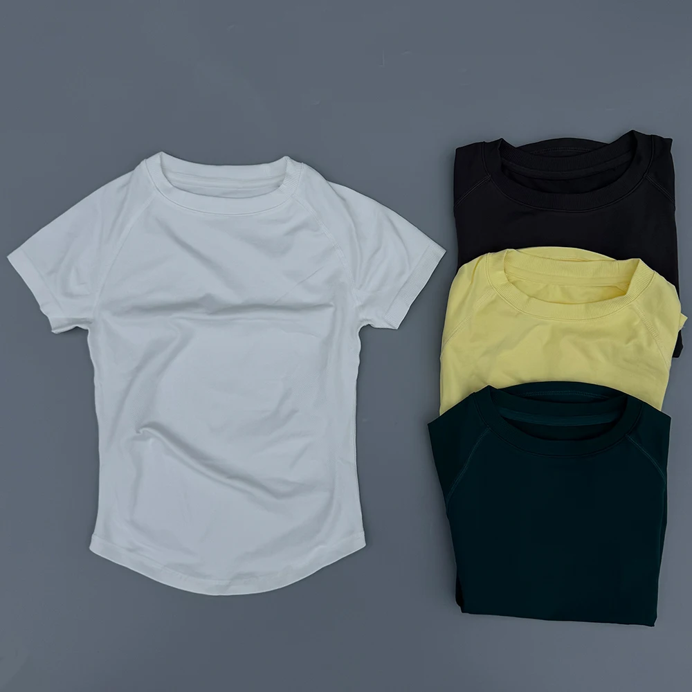 Sport Short Sleeve Top Women Seamless Yoga All-Way Stretch Clothing Running Neon Gym T Shirt Minimalist Slim Fitness Active Tee