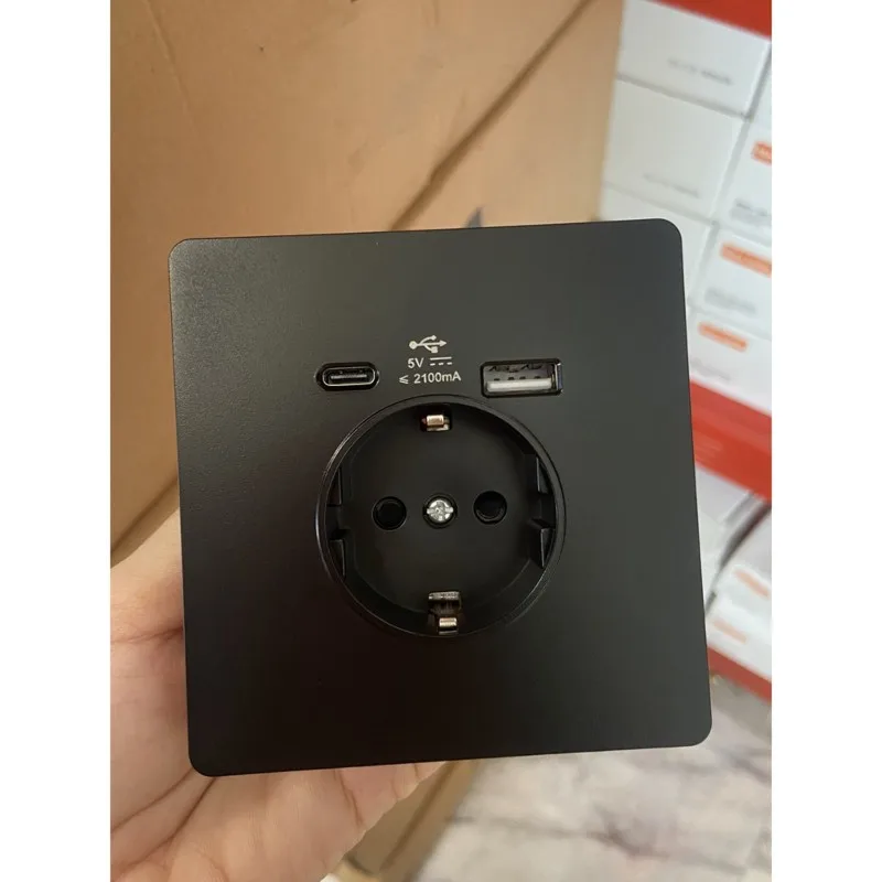TFORU-European Standard 16A Wall Socket With USB + Type-C 2A EU Plug