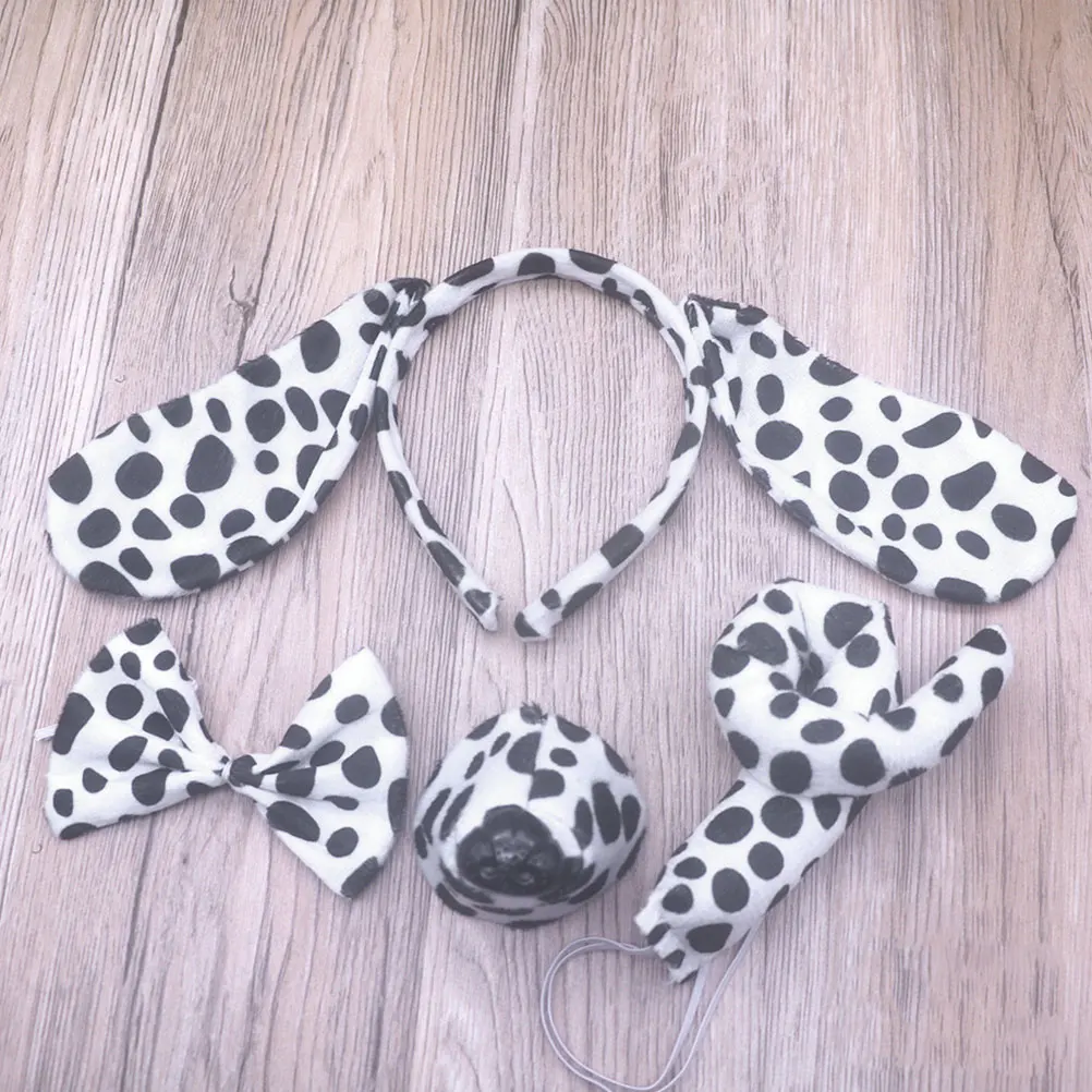 

1Set Dog Costume Set Headband Tail Bowtie Soft Polyester Antislip Animal Headband Face Washing Makeup Bathing