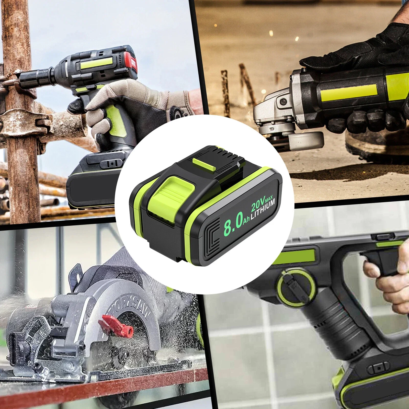 ل WORX WA3551 20 فولت بطارية 8.0Ah/6.0Ah ليثيوم قابلة للشحن WA3553 WA3553.1 WA3570 لجميع أدوات WORX الكهربائية والحديقة #6