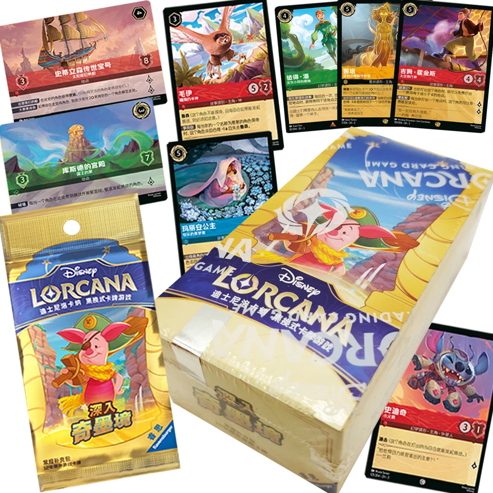 

Подлинные коллекционные карты Lorcana, китайская версия, забавные TCG, боевые карты, семейные игрушки для отдыха и развлечений, подарки