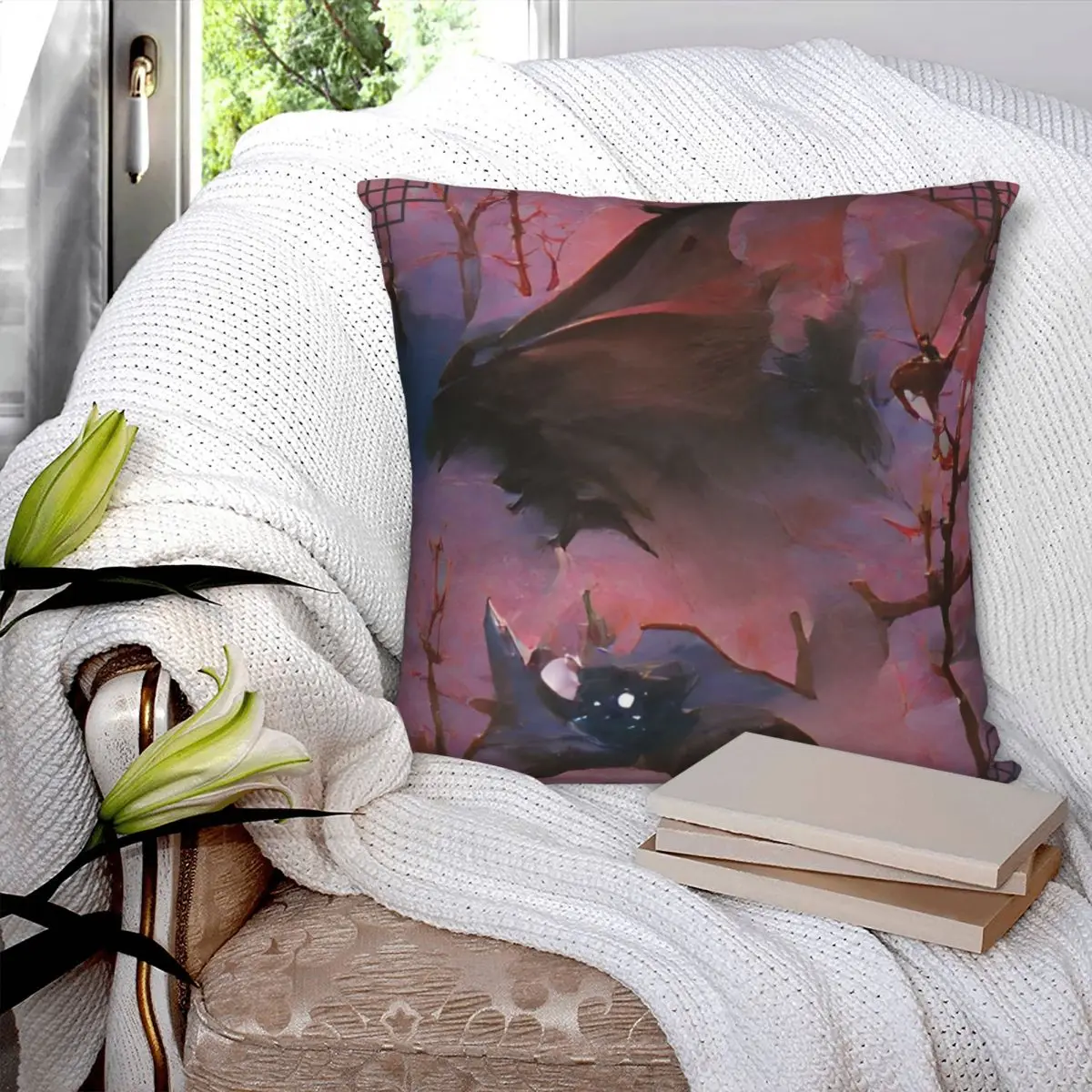 Vampire Dracula Artwork Square Pillowcase Polyester Pillow Cover Velvet Cushion Zip Decorative Comfort Throw Pillow For Home