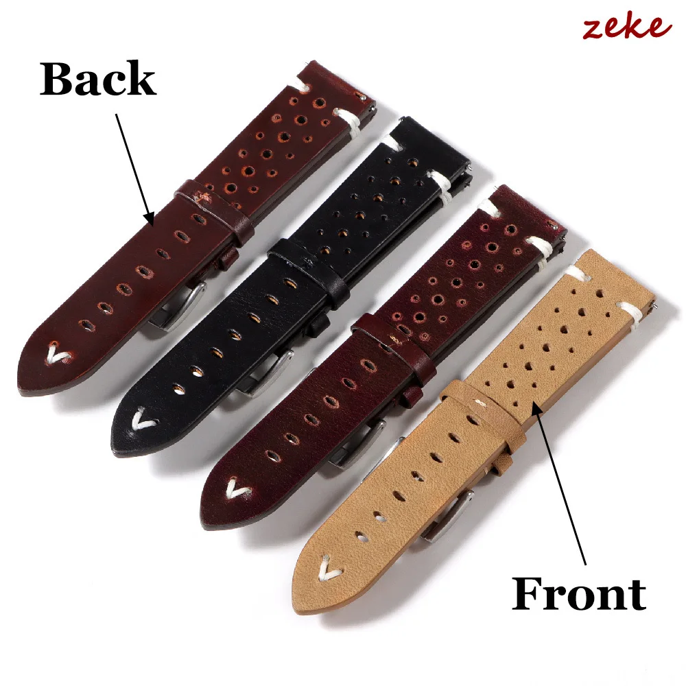 قسط الرجعية النفط الشمع جلد طبيعي حزام الساعات 20 مللي متر 22 مللي متر تنفس خياطة جلد البقر حزام ساعة اليد لأوميغا ل Seiko معصمه #2