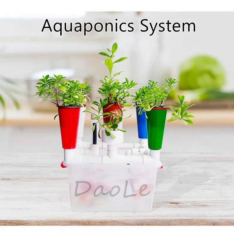 6Holes Aquaponics System Tidal Planting Equipment Fish Vegetables Combination Kits Home Garden DIY Flower Pot Mulity Color