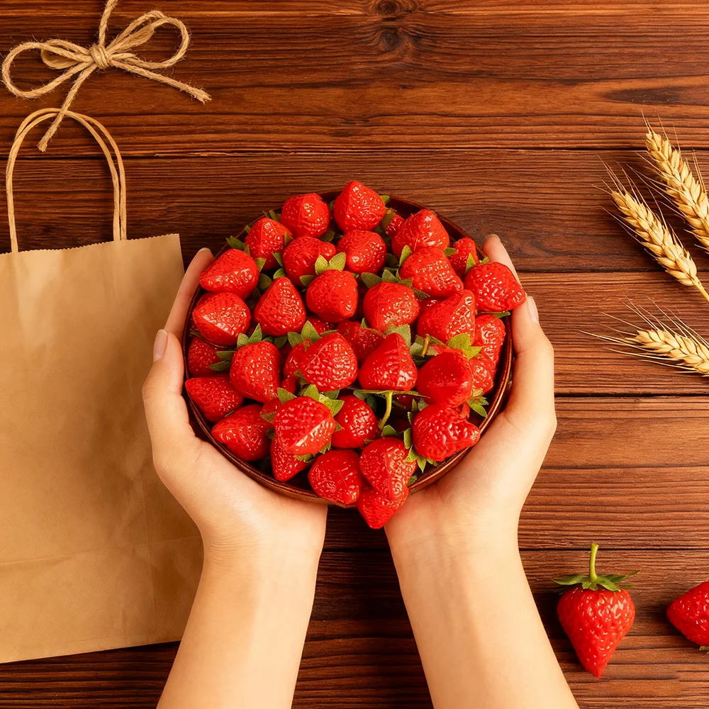 30/50 قطعة الفراولة الاصطناعية الفاكهة وهمية للمنزل ديكور الحفلات التصوير الدعامة عطلة عيد الهالوين الاحتفال