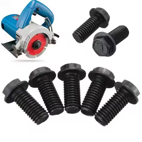 5pcs Saw Blade Screw M8 X 18mm Left Hand Thread Hex Flange For Cutting Machine Carbon Steel Material Not Easy To Rust Tool Parts