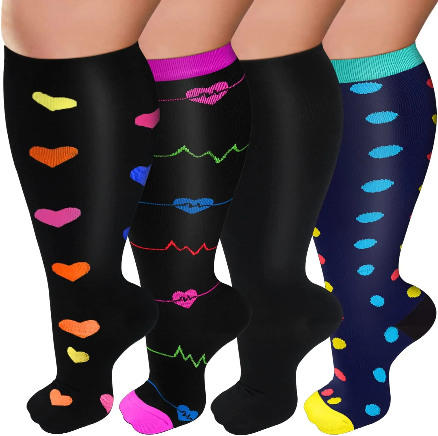 3/6/7 Pairs Compression Socks Varicose Veins Knee High Sock Anti Fatigue Pain Relief Sportrs Compression Socks Travel Plus Size