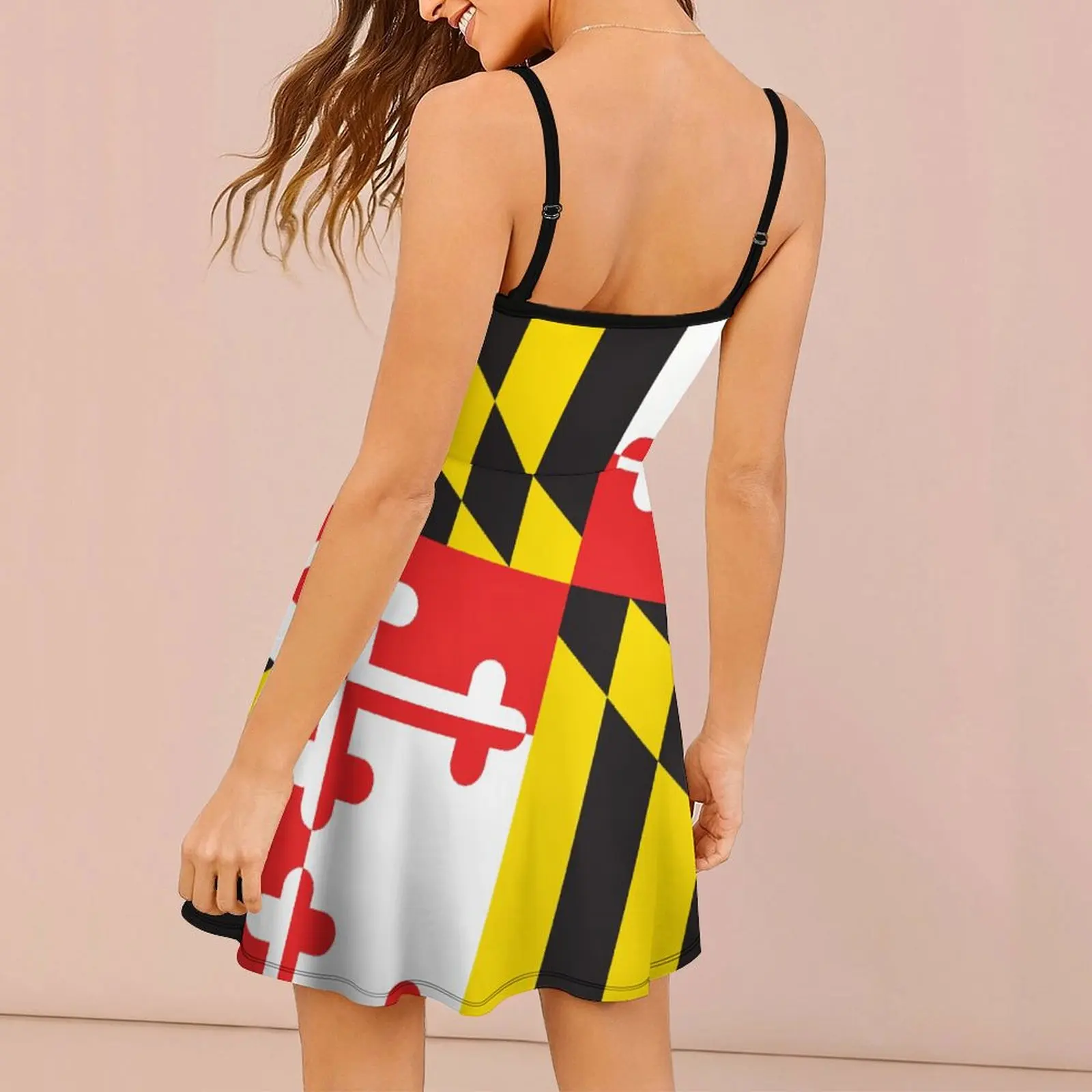 MARYLAND FLAG Strappy Dress para Mulheres, Sling Dress, Joke Clothing, Cocktails, Qualidade Superior, Sexy