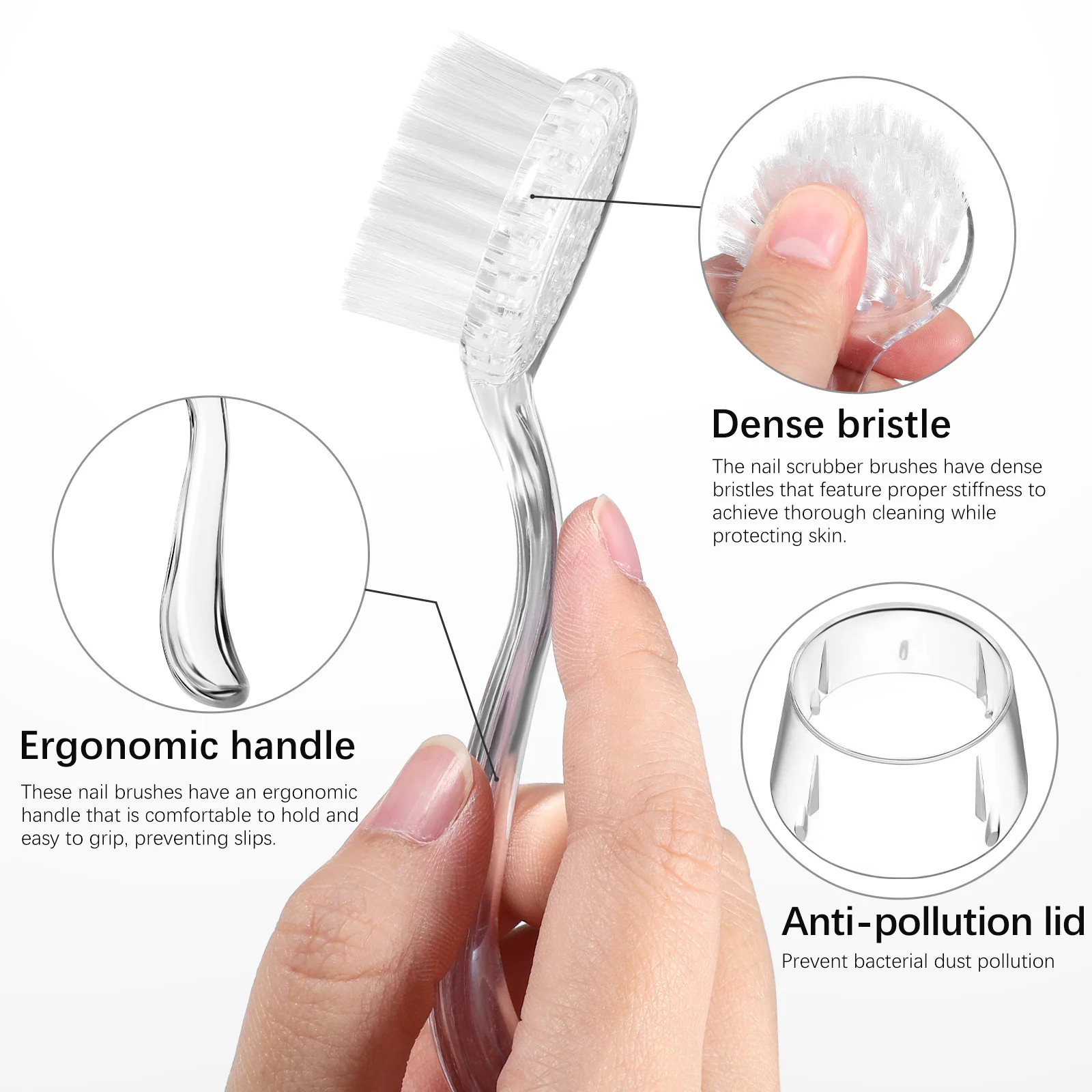 

Ergonomic Handle Nail Cleaning Sturdy Foot Scrubber Tool Household Grout Cleaner Long Lasting Fingernail Brush For Men Women