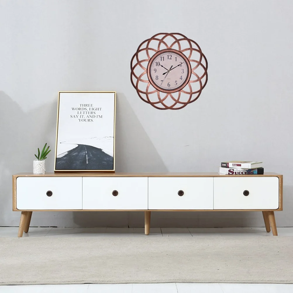 

16 Inch Vintage Wall Clock Hollowed-Out Design Silent Non-Ticking Decorative Dial for Living Room Bedroom Cafe Bar Bronze