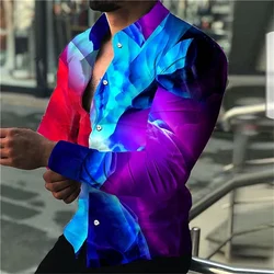 Summer Hawaii fade pool fuchsia wine shirt men's 3D printed long-sleeved shirt beach holiday plus size T-shirt men's S-6XL