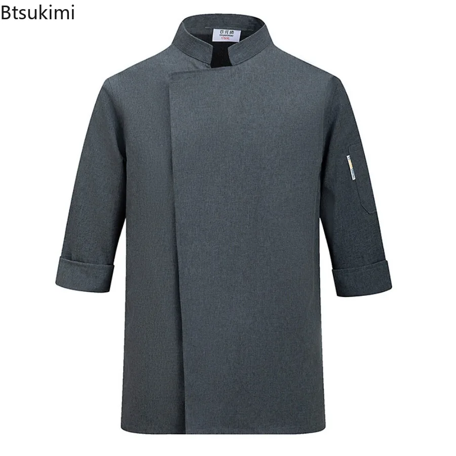 Spring and Autumn Three-quarter Sleeve Solid Color Chef Jacket  Kitchen Work Coat Restaurant Hotel Catering Chef Uniform for Men