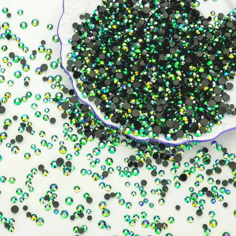 5000/10000PCS Emerald Black AB Flatback Resin Jelly Rhinestones 2-6mm Faux Gems Bead for Crafts DIY Nail Art Charms Supplies