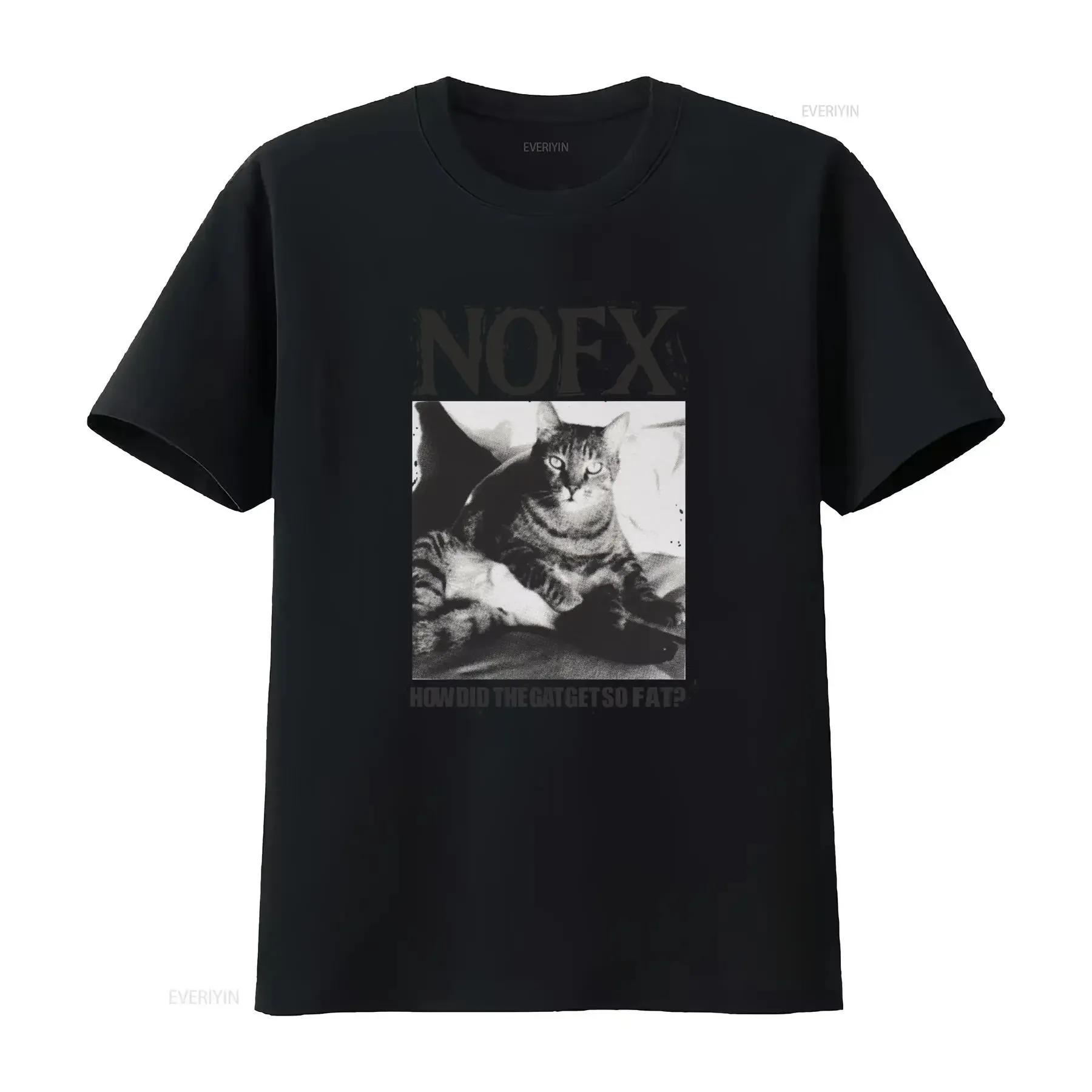 

Футболка в стиле рок-фестиваль в стиле панк In Drublic NOFX How Did The Cat Get So Fat с длинными рукавами, винтажная стираная слегка унисекс, мужская мягкая