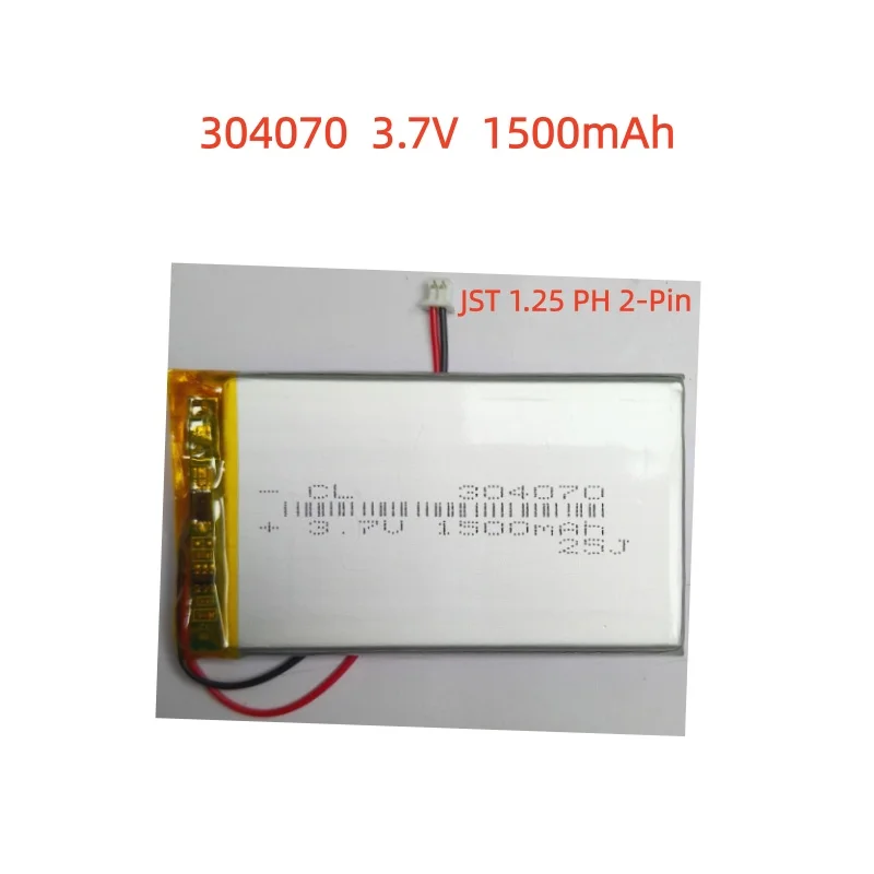 

JST1.25mm 304070 1500mAh 3.7V Rechargeable Li-ion Battery PH 2.0mm 2pin plug for Camera GPS navigator MP5 PS4 100% Real Capacity
