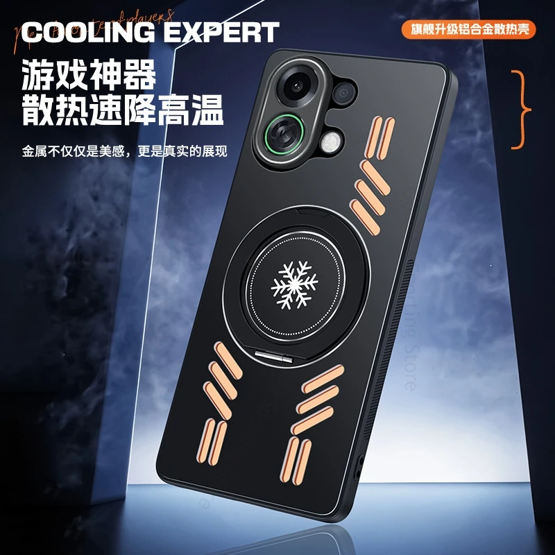 For Magsafe Ring Holder Kickstand Case For OPPO Reno 16 Pro Cooling Heat Dissipation Cover For Oppo Realme GT 8 Pro GT7T Neo 6SE