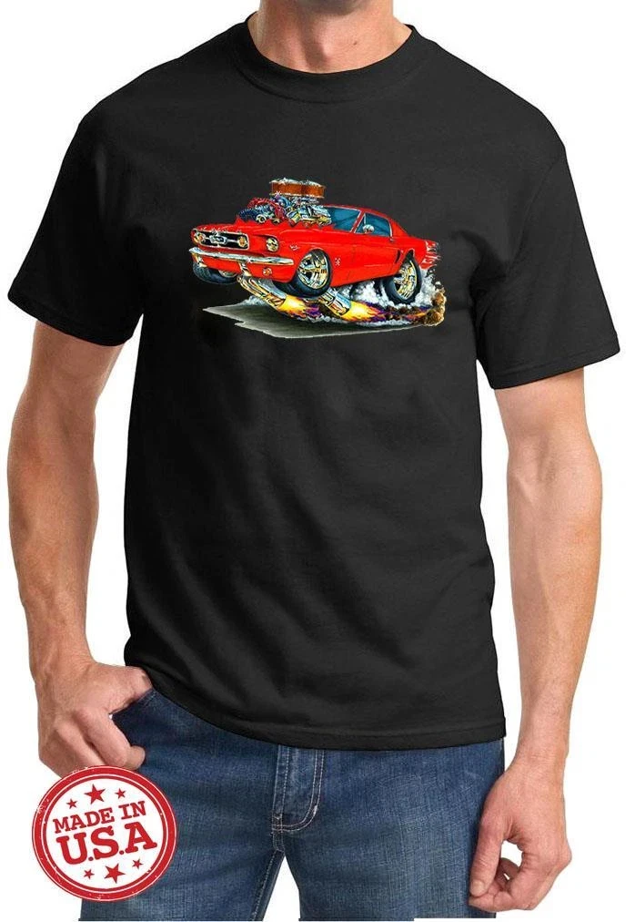 

1965 1966 Ford Mustang Fastback Cartoon Color Tshirt NEW