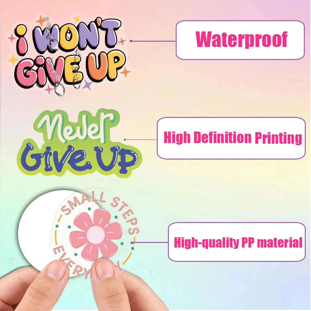 50 szt. Przezroczystych Naklejek Motywacyjnych Inspirujących dla Nastolatków i Uczniów, Naklejki Pozytywne na Butelki z Wodą, Naklejki na Laptopa, Zestaw