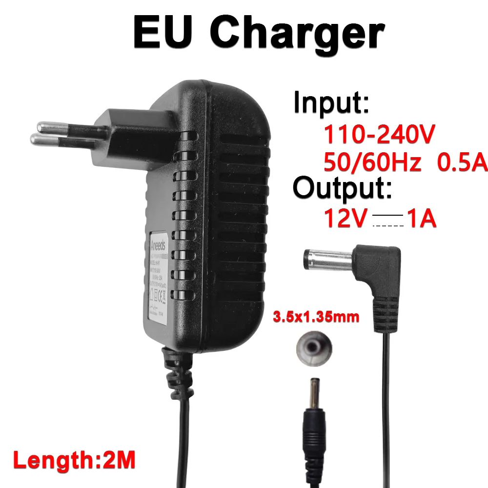 110-240V 50/60Hz 0.5A 1A AC Power Adapter EU Plug Power Supply Input Power Transformer Output 12V 1A Adapter 2M Length