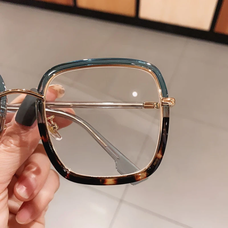 Kacamata Filter biru macan tutul hijau elegan, bingkai kacamata wanita, kacamata baca persegi, kacamata presbiopi, Plus Gafas