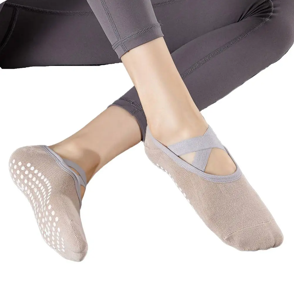 1 Paar Frauen rutsch feste Yoga Socken profession elle Fitness Ballett Tanz socken Sport gurt rücken freie atmungsaktive Abschnitt Socken y5v8