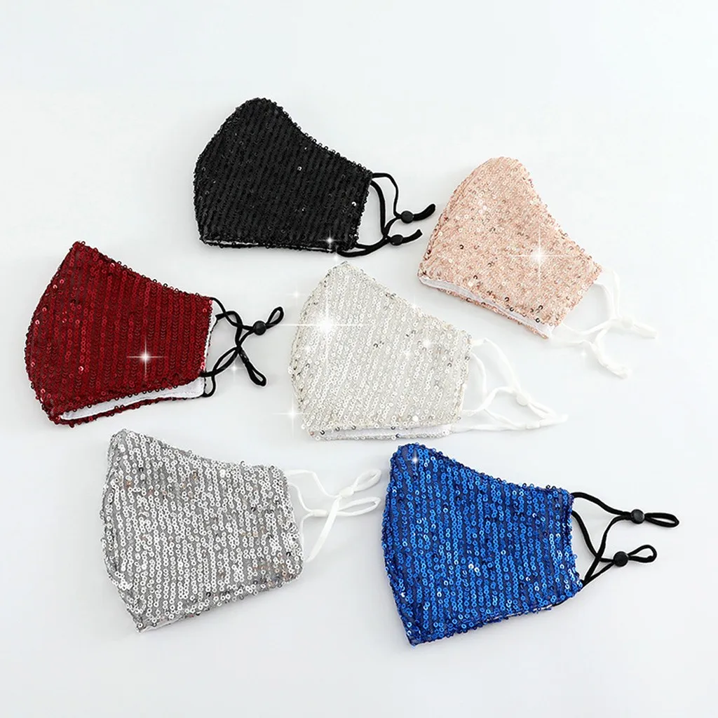 Color Leopard Print Personalized Sequined Cotton  Adult Washable Mask Essential Comfortable Mask For Long-Distance Travel