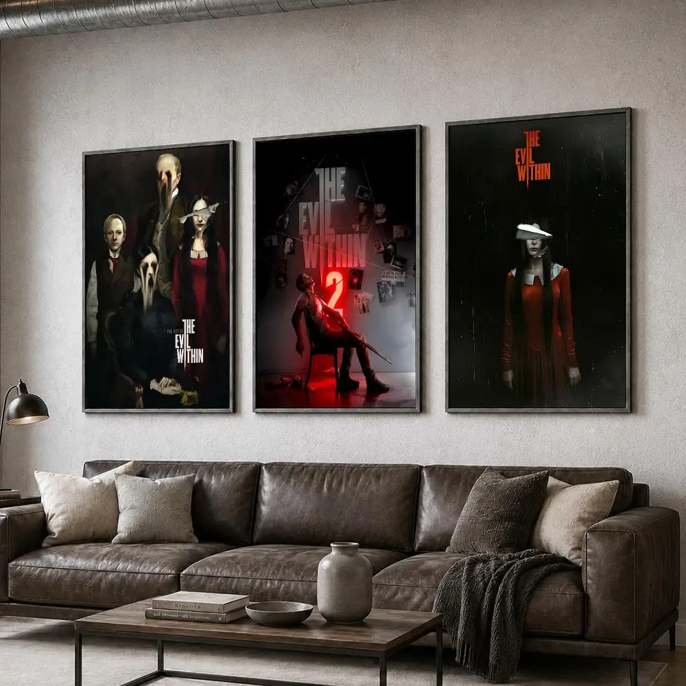 Game The Evil Within Survival Horror Poster  PP Self Adhesive Home Garage Dorm Bar Wall Decor Aesthetic Retro Gift