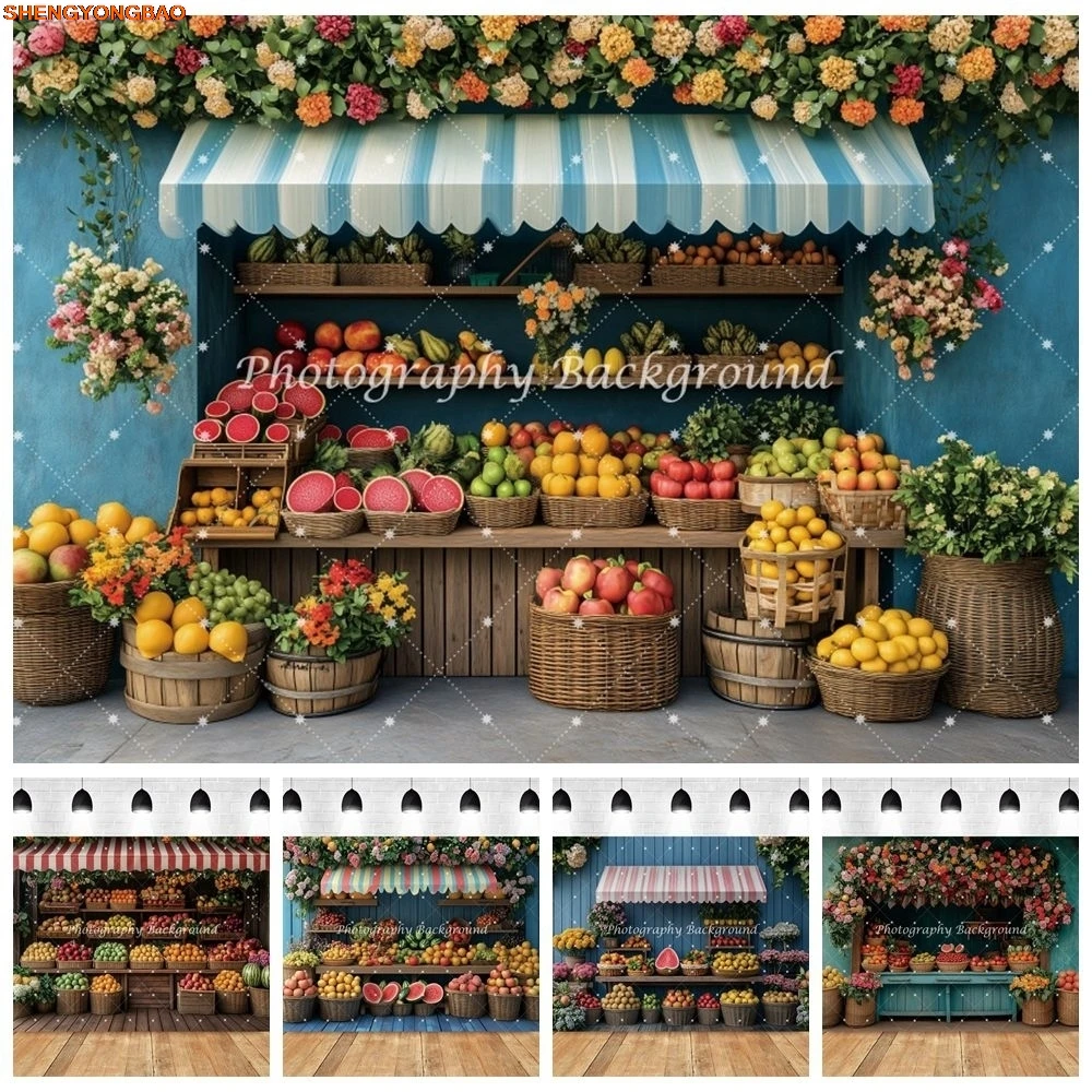 

Fruits Shop Backdrop Watermelon Apple Lemon Baby Shower Kids Birthday Party Photography Background Banner Photo Studio Props