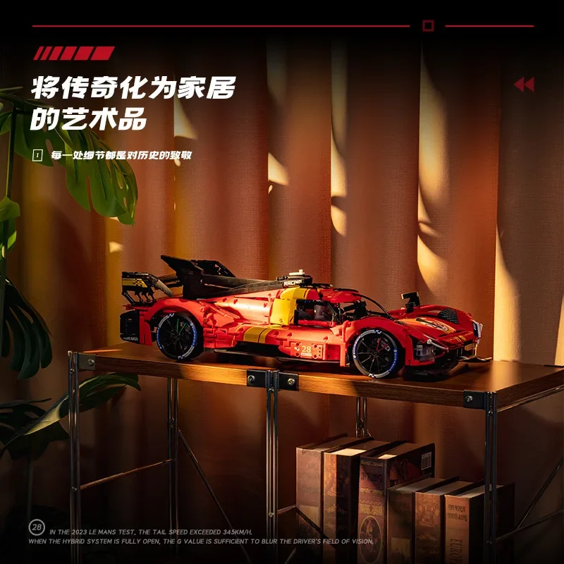 499P rouge Le Mans Super voiture 1:8 échelle grands blocs de construction Kits, modèle de voiture de sport jouet pour adultes enfants, bricolage assemblage cadeau d'anniversaire