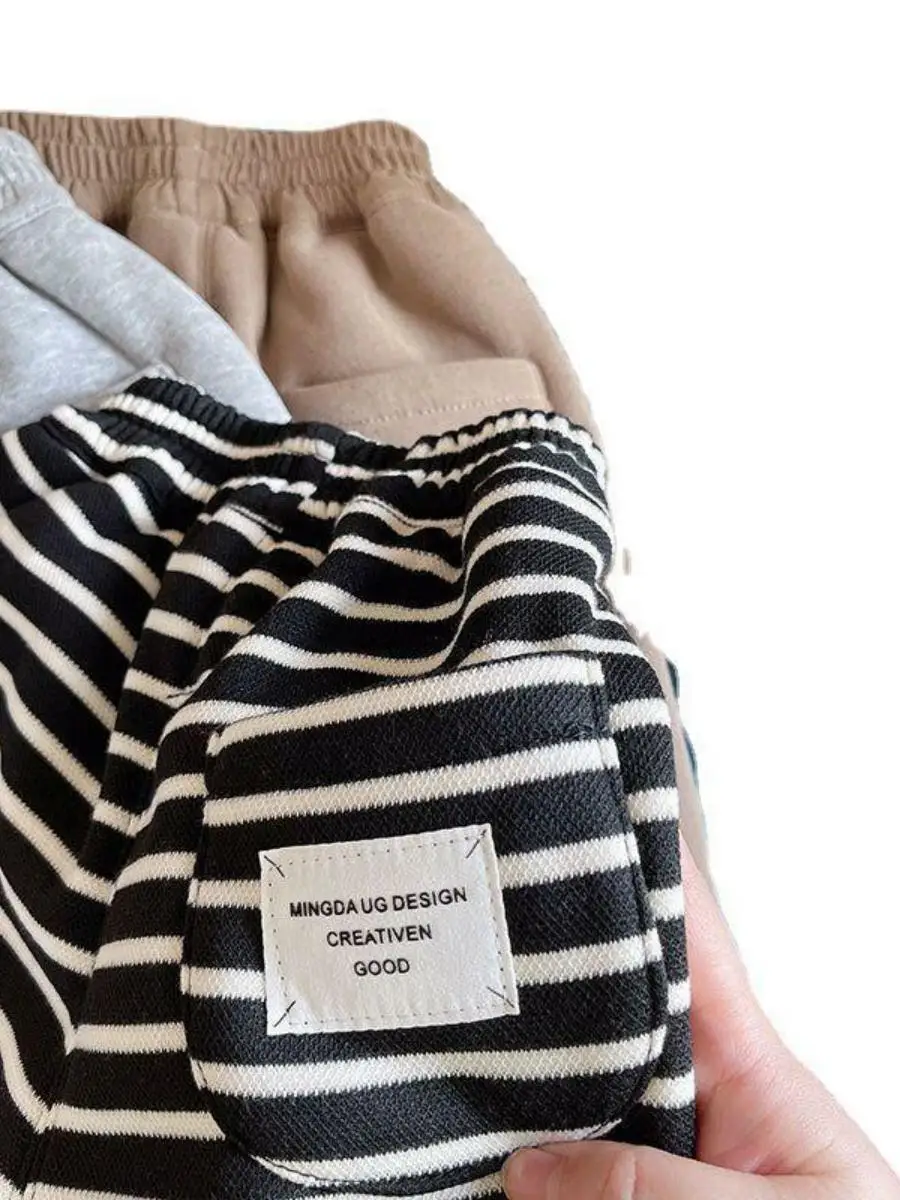 กางเกงขายาวเด็กแบบชิ้นเดียว แบรนด์ Thiened สำหรับฤดูหนาว สไตล์ลำลอง เหมาะสำหรับเด็กผู้ชายและเด็กผู้หญิง ดีไซน์ลายทางสไตล์เกาหลี ให้ความอบอุ่น ทรงหลวม ใส่สบาย