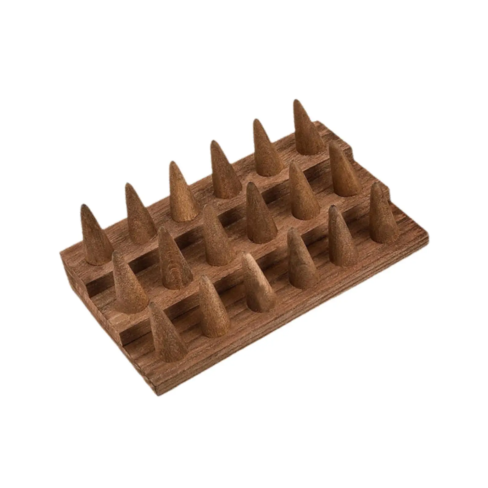 

18 Fingers Wood Ring Display Stand Ring Organizer Sturdy Brown Decorative 7.8x4.7x2.7inch for Retail Stores Ring Holder