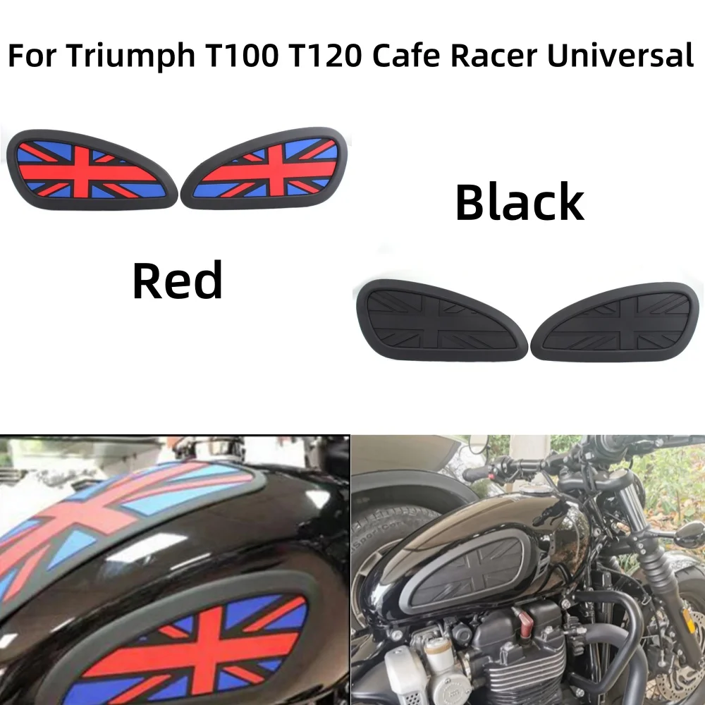 

Moto Retro Tank Pad Gas Tank Rubber Traction Pads Fuel Tank Grips Side Stickers Protector Decal For Triumph T100 T120 Cafe Racer