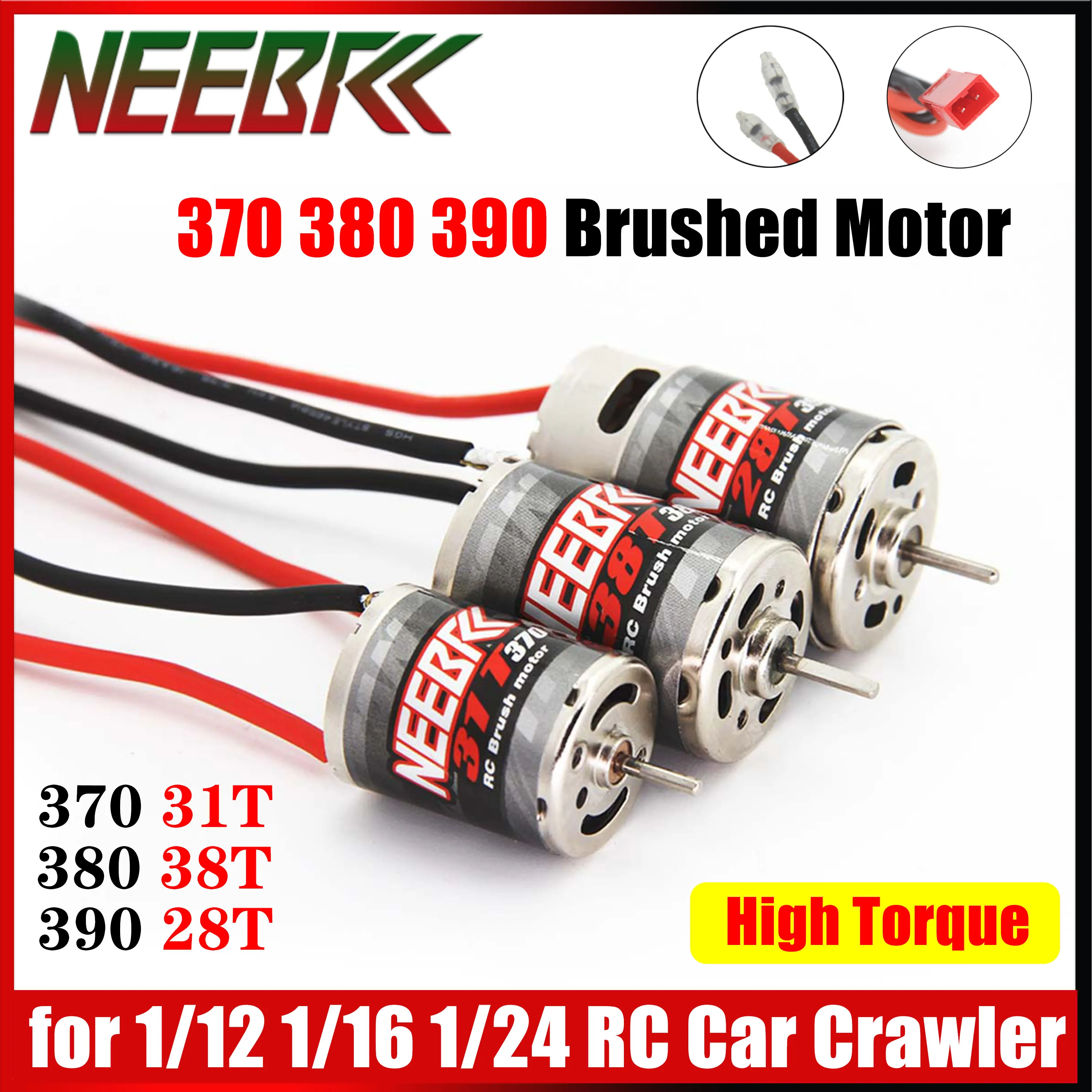 

NEEBRC 370 380 390 38T 31T 28T Brushed Motor for 1/10 1/12 1/14 1/16 1/24 RC Car Crawler AXIAL SCX24 B17 TAM54393 TRX RGT 7075