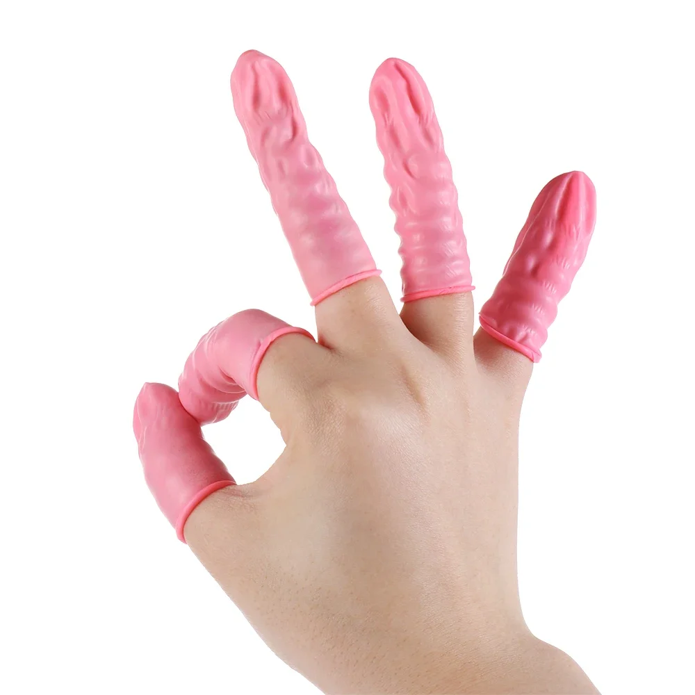 100PCS Disposable Finger Cover Natural Rubber Gloves Non-slip Anti-static Latex Finger Cots Nail Tool Fingertips Protector Glove