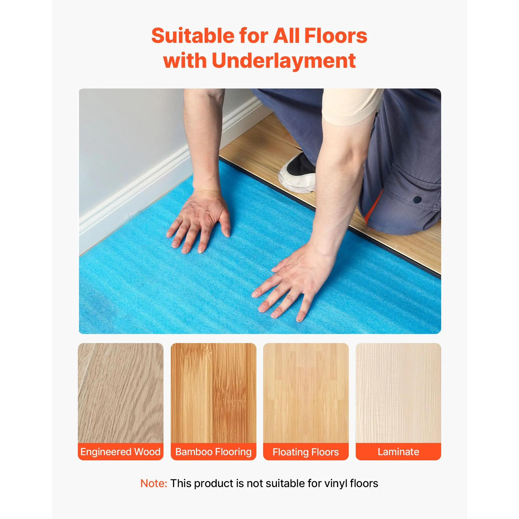 Base para Piso de 600 m² Alfombrilla de Aislamiento Acústico y Reducción de Ruido de Espuma EPE de Alta Resistencia, 3 en 1, 2 mm de Grosor, con Cinta y Barrera de Vapor, para Madera Laminada (6 Rollos x 100 m²) pies)