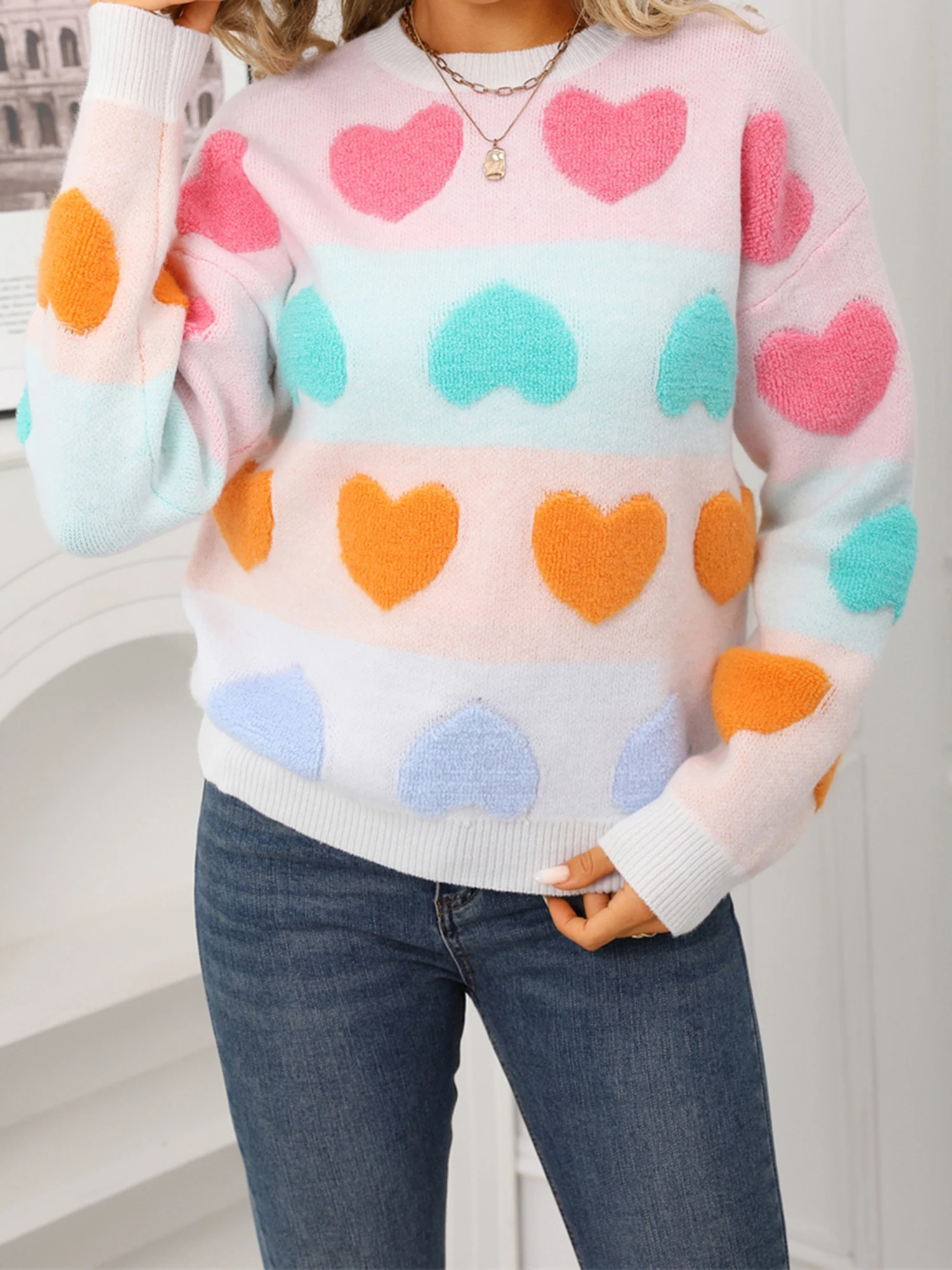 

Women s Cozy Cable Knit Sweater Autumn Winter Fashionable Casual Round Neck Long Sleeve Pullover Jumper Tops