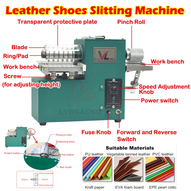 Single Double Slitting Machine Head for Leather Shoes Bags Handicrafts Other Leather Goods Cut Straight Slitter Cutter 220V 110V