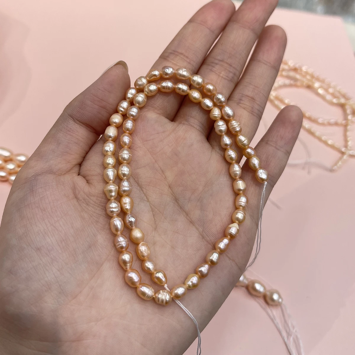Natürliche Süßwasserperle, orangefarbener Faden, Perle für die Schmuckherstellung, DIY-Halskette, Armband, Ketten, Ohrringe, Zubehör – Detail 3