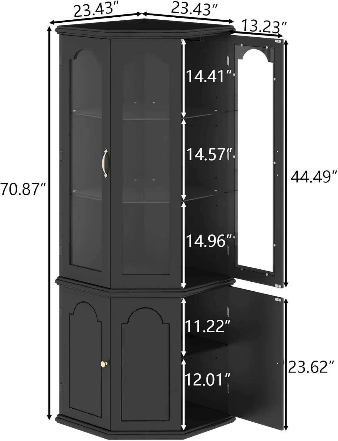 Bar Cabinet w/LED Lights, Tall Modern Wine Cabinet with Tempered Glass Door & Adjustable Shelves, Home Bar Liquor Storage