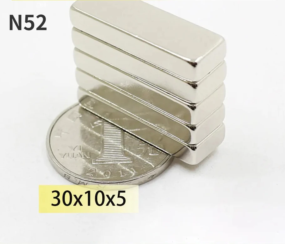 N52 30X10X5Mm Ndfeb Blok Neodymium 30X10 Motor Magneet Megnets Super Sterke Permanente Magnetische Imaan Bar 30X10 Zoekmagneten