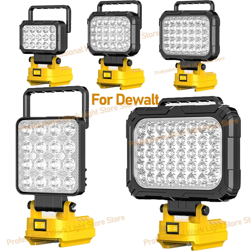 3/4/5/8-inch For Dewalt Work Light 18V Lithium Battery Wireless LED Lights Compatible DCB204 DCB206 Portable Outdoor Flashlight