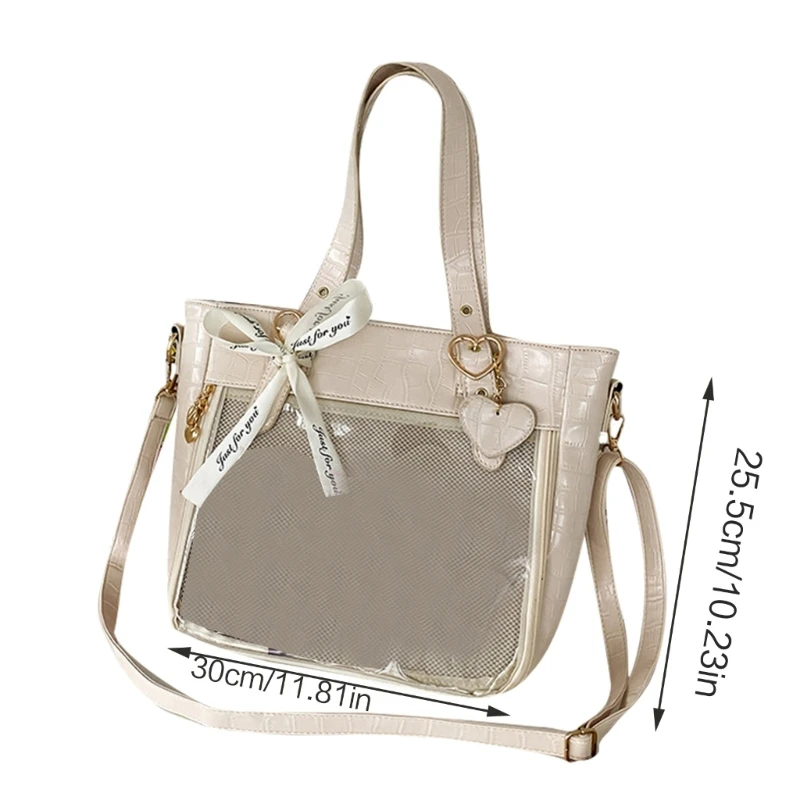 E74B PU Handbags Shoulder Bags Underarm Bag Transparent Bag Purse Travel Carrying Bag