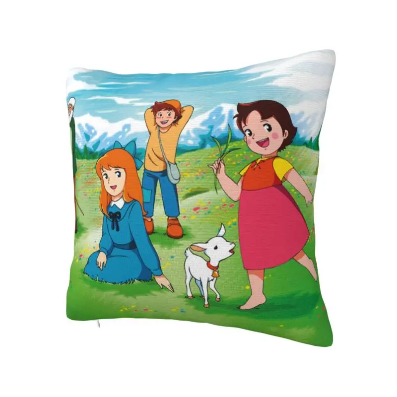 Luxury Heidi Peter And Grandpa Cushion Cover for Sofa Polyester Cartoon Goat Alps Girl Anime Throw Pillow Case Home Decorative